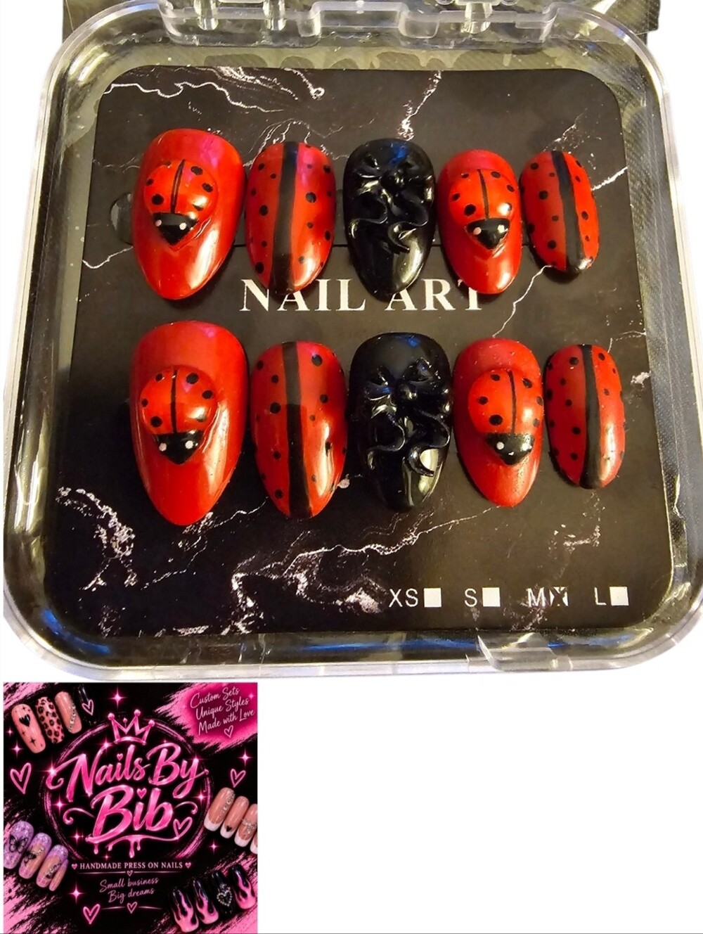 Ladybug Press On Nails Medium